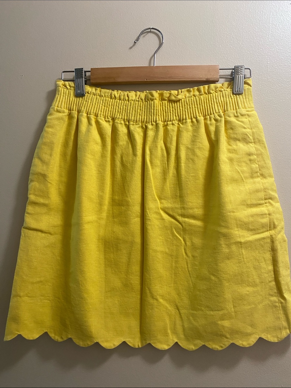 J. Crew Bright Yellow Scalloped Mini Skirt